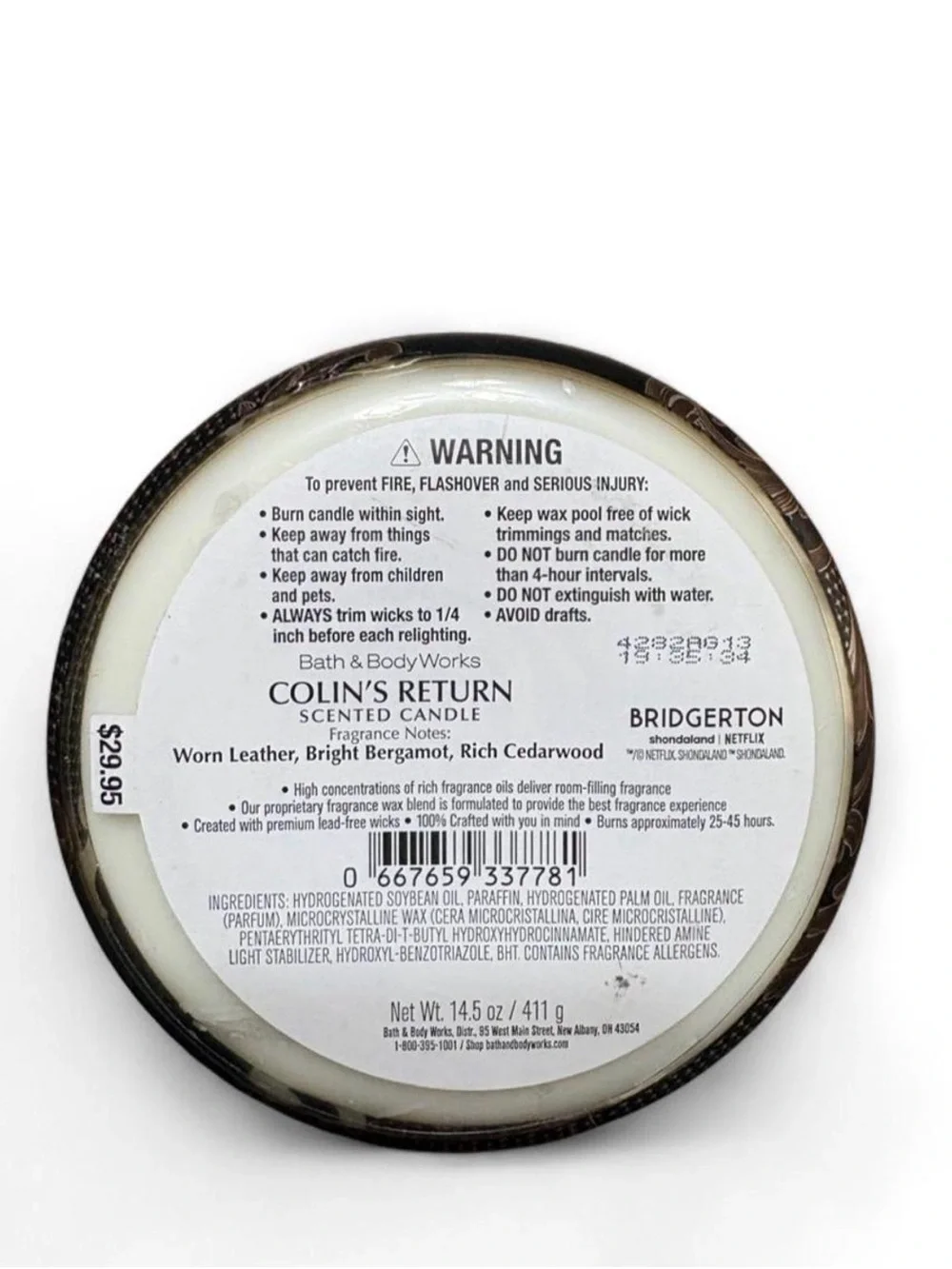 Bath & Body Works x Bridgerton Colin's Return 14.50 oz Candle New Limited